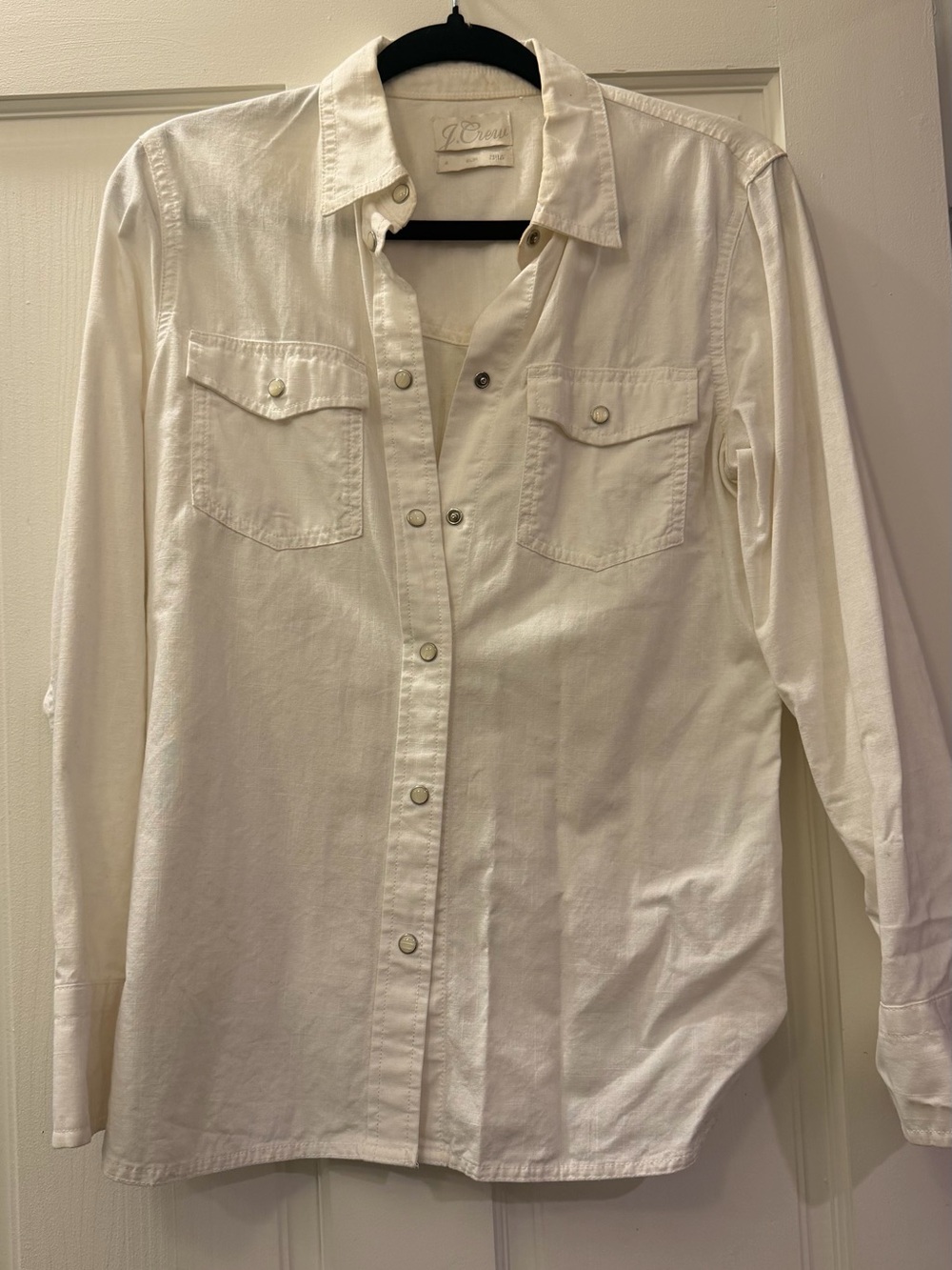 J.Crew White Snap-Front Button Shirt